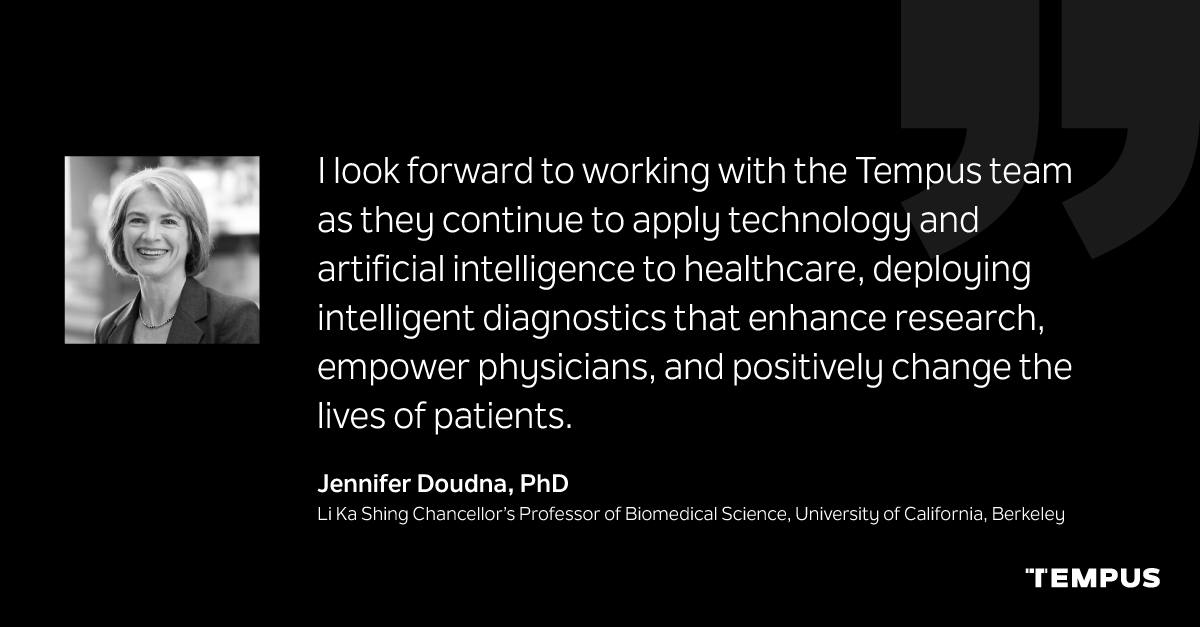 TempusAI's tweet photo. This #WomenInScience Day, we have the pleasure of announcing that Dr. Jennifer Doudna (@doudna_lab), 2020 Nobel Prize in Chemistry winner, CRISPR pioneer, and Berkeley professor has joined our Board of Directors. Hear how she'll be supporting our work: https://t.co/IVK3agGYCd. https://t.co/EAmvf2pv0v