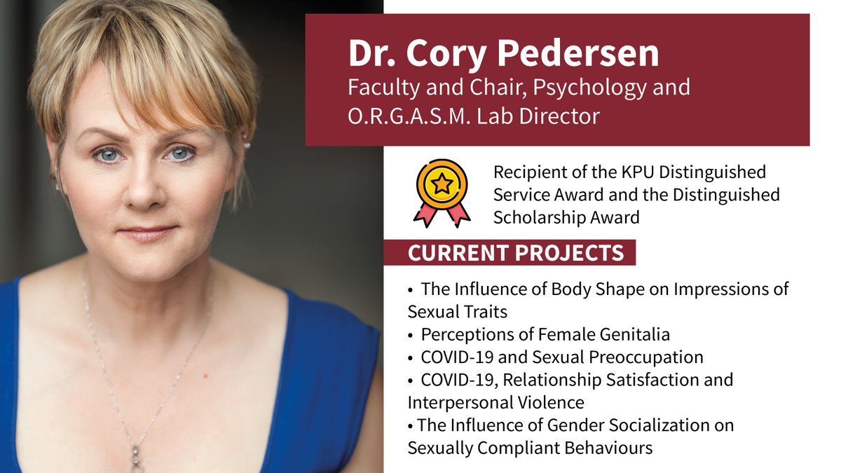 Today is the International @WomenScienceDay We are honoured to have Dr. Cory Pedersen @KPUsexologist as a part of @KPUresearch! Her research area is the scientific study of human sexuality, sexual and gender diversity,and sexual rights and consent. @OrgasmRLab @CIHR_IRSC