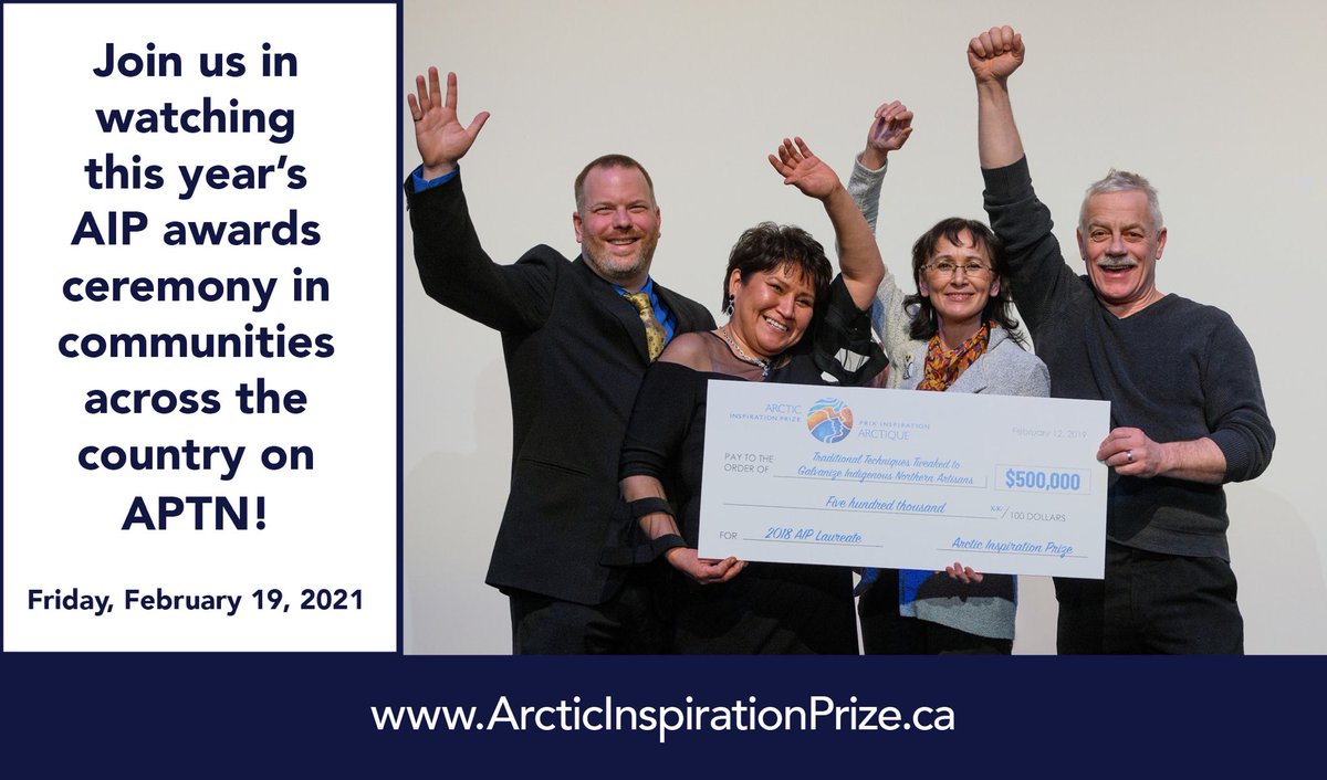 Watch the 2020 <a href="/ArcticPrize/">Arctic Inspiration Prize</a> Awards Ceremony broadcast on @APTN or @aptnlumi on February 19! See who the finalists are here: ow.ly/k3z150DlRCj #ArcticPrize