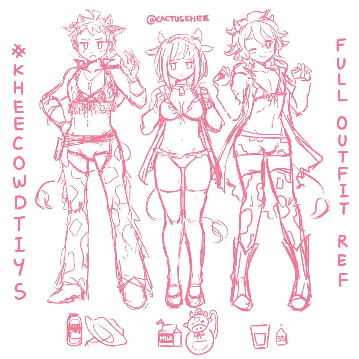 here are the designs individually and a full outfit reference!
i cant wait to see what you all come up with! ?❤️
#kheecowdtiys #cowjime #nanamoo #cowmaeda 