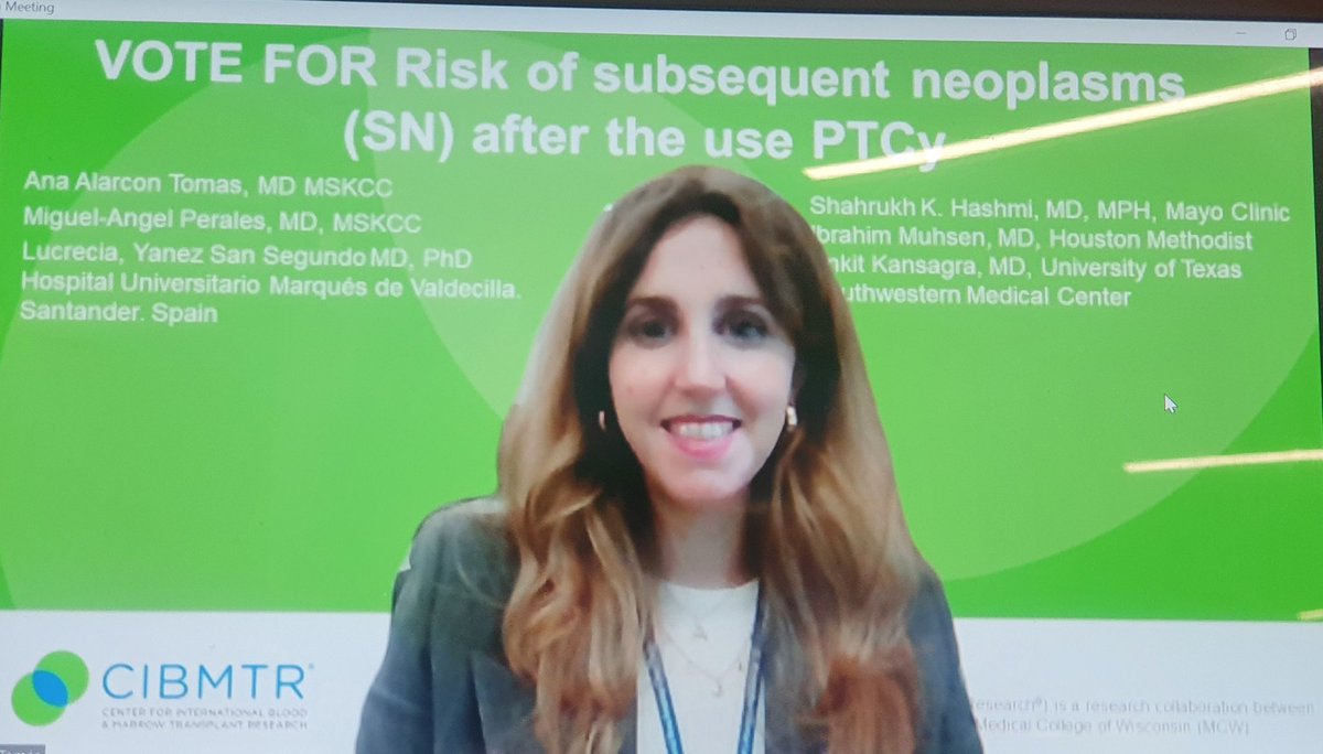 AnaAlarconTomas's tweet image. As my virtual background says... Vote for #CIBMTR proposal n#1 . Risk of subsequent neoplasms(SN) after the use PTCy for GVHD prophylaxis. SN are the leading cause of excess deaths in 5years alloHTC survivors. Its critical we address this question #TCTM21 #TCT #WomenInScienceDay