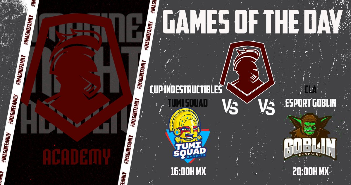 Academy_IK's tweet photo. PARTIDOS | #CR
Nos toca disputar dos encuentros hoy β.
Contra @EclubTumi en la @Indestr89884509 y a @GoblinEsportsCR en la @CLA54731987. Suerte a nuestros rivales π
Estaremos dando todo de nosotros para sacar el mejor resultado. βπ‘
#GoKnights #GoIKAC #ImagineFamily https://t.co/W9pVacQjeP
