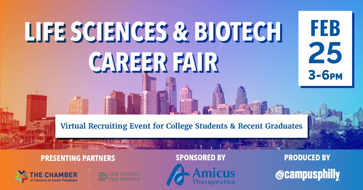 campusphilly's tweet photo. 🚨NEXT UP🚨 #CampusPhilly's Life Sciences &amp; Biotech Career Fair on Feb. 25 from 3-6 P.M. on @BrazenHQ!
⁠⁠
The companies that you’ll meet at our next #careerfair want YOU to join their team to innovate, create, and make an impact. ⁠

⁠Sign up TODAY! https://t.co/olMJWGNAoD https://t.co/nyPSkah8od