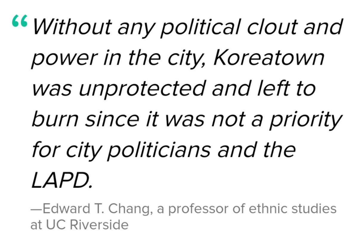 Those "rooftop Koreans" did not kill any Black ppl. Their goal was defense, not killing, and the statistics show that. The Roof Korean should symbolize community defense in the face of the police abandoning you, but instead it's been co-opted by the anti-Black pro 2A alt-right.