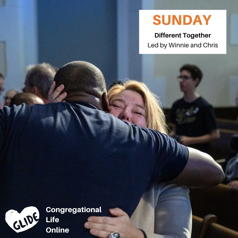 Greetings GLIDE Family! Our Different Together group meets monthly, led by Winnie and Chris. Read this incredible article Chris wrote about our country and how we can heal together. To RSVP, please e-mail DifferentTogether@glide.org. Join Us!🧡
bit.ly/3oZkYyw