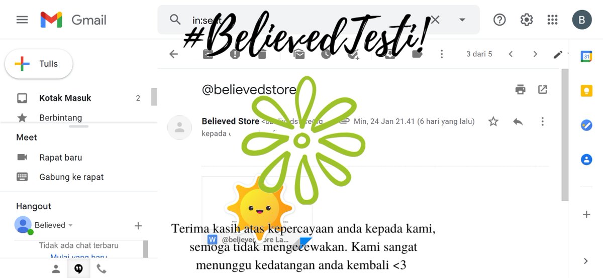 believedstore's tweet photo. #BelievedTesti 

Jasa #BelievedJokiTugas merapihkan dokumen (Laporan PKL).

Minggu, 24 Januari 2021. https://t.co/XjE8v3uLmb