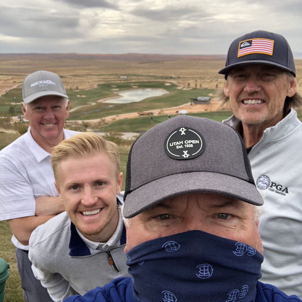 RandyatFairways's tweet photo. You won’t find us on the leaderboard but no one takes a better #shortpeopleselfieproblems team pic than @wesleyabc4 @connordehlin &amp; @dalezane #utahgolf @CopperRockGolf @UtahSectionPGA https://t.co/xKjHrM7A10