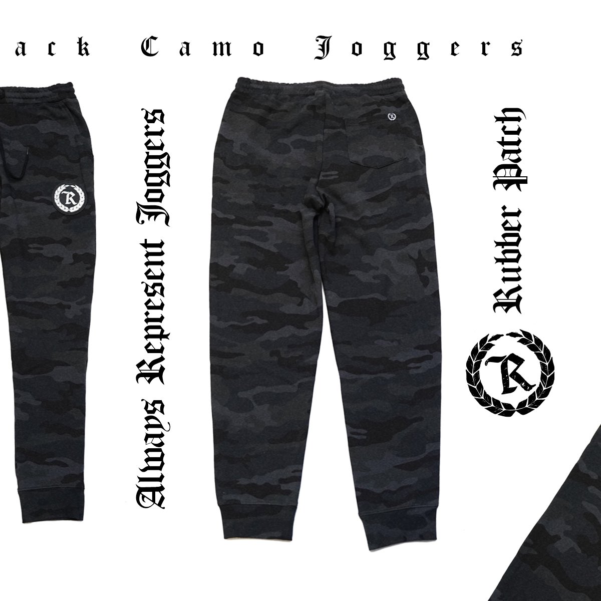 RepresentLTD's tweet photo. NEW DROP: BLACK CAMO RUBBER PATCH JOGGERS 💯🏴

https://t.co/u38ryYtB2r [always represent pvc rubber silicone patch joggers w/ HD imprint in black camo color]

#represent #blackcamo #joggers #rubberpatch #silicone #alwaysrepresent #realones #stayreal #rephard #neverestablished https://t.co/iFWYvU3DnZ