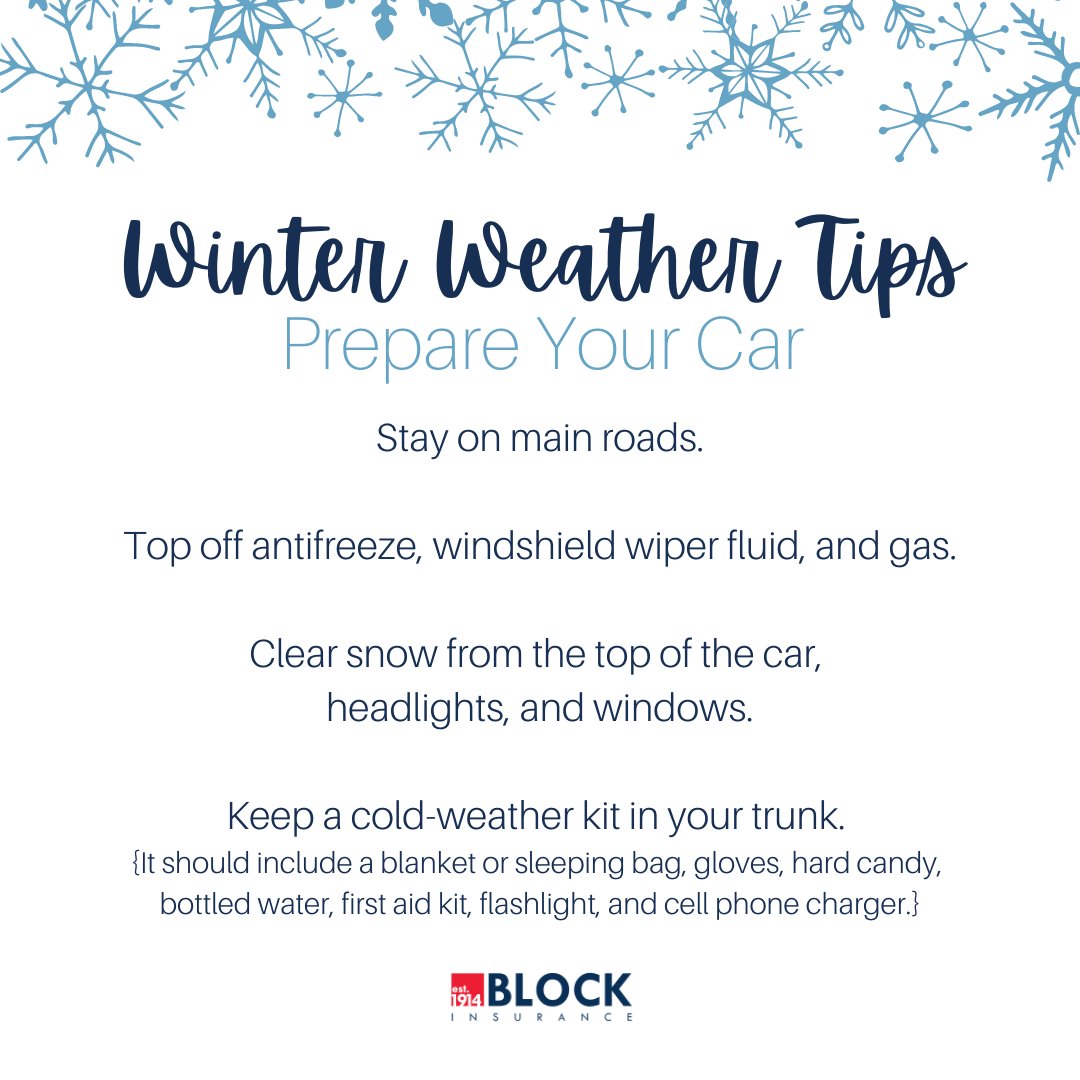 block_ins's tweet image. Prepare yourself, your home, and your car. ❄
#WinterWeatherTips