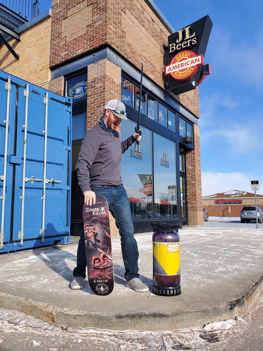 Let's hear it for Ian, the ultimate Slayer of Kegs! His dilligence has paid off and he has slain B. Nektar Episode 13 from our tap lines! Congrats, and enjoy the skateboard! #jlbeers #jlbeerswf #bnektar #ep13 #kegslayer