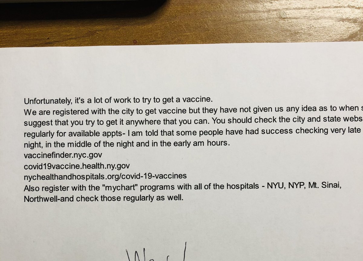 r.studio.t (@r_studio_t) on Twitter photo I just saw my doctor. She gave me this info. Are we in a 1st World country?!? #vaccine #COVID19 #NYCVaccineForAll <a href="/NYCHealthCommr/">Dr. Michelle Morse</a> I just saw my doctor. She gave me this info. Are we in a 1st World country?!? #vaccine #COVID19 #NYCVaccineForAll <a href="/NYCHealthCommr/">Dr. Michelle Morse</a>