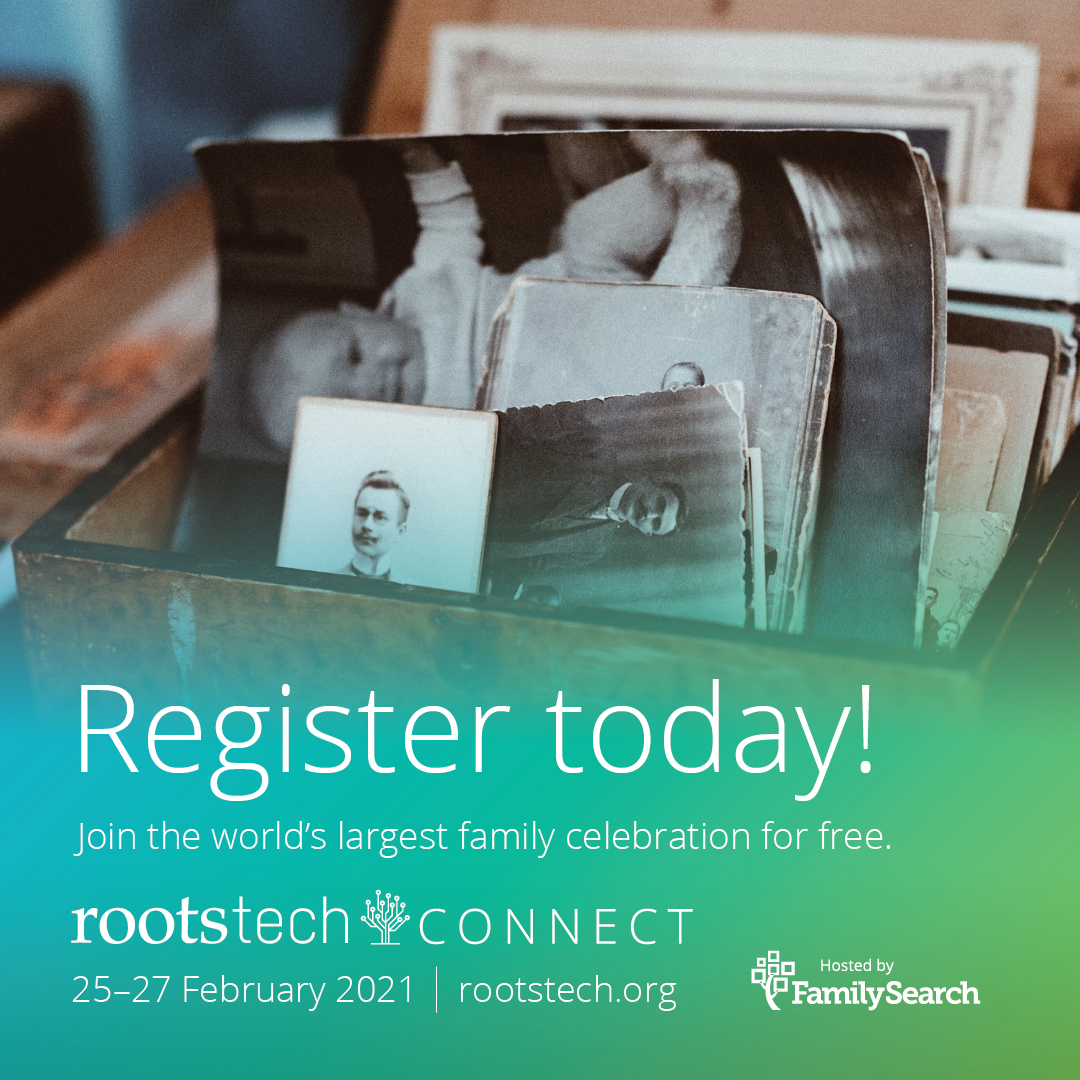 RootsTechConf's tweet photo. It's not too late to register for RootsTech Connect! Join the world’s largest family celebration for free to unlock your family’s history and learn how to preserve the stories of your life. Click the link to sign up today: https://t.co/rN03eJtxBT https://t.co/40GGbUVVSY