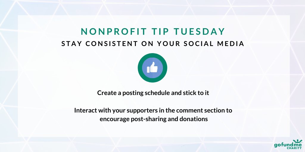 Post regularly and interact with your donors on social media! Consistency is key to keeping supporters interested and engaged with your nonprofit. #NonProfitTipTuesday