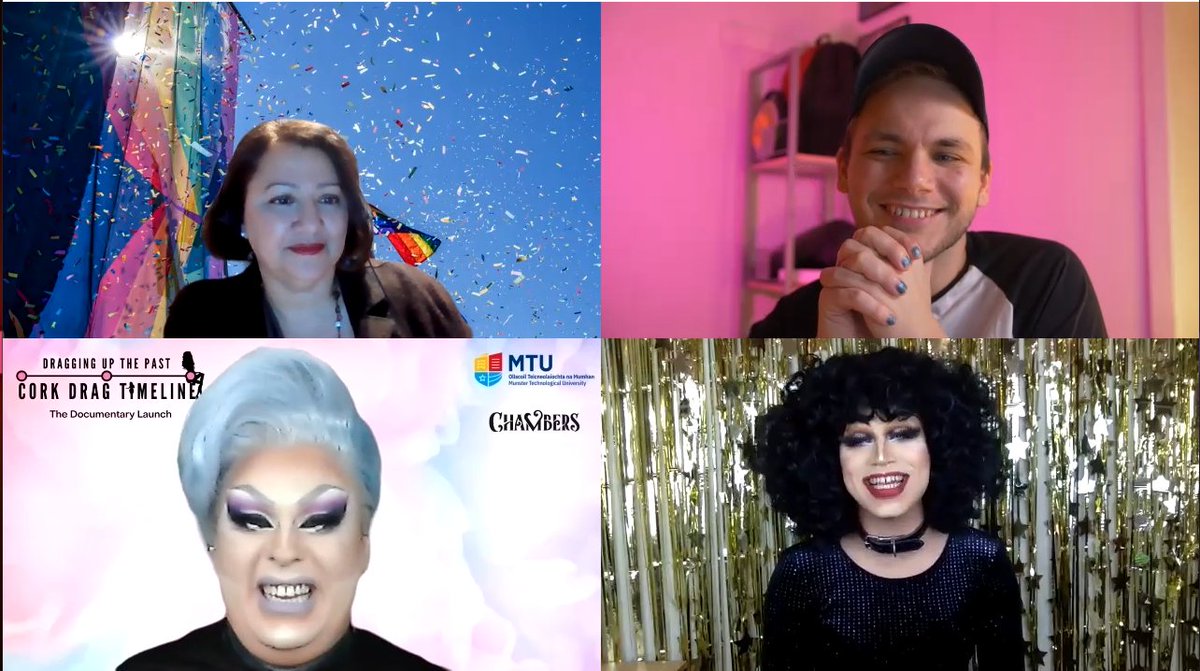 Thank you <a href="/LGBTMTUCork/">MTU Cork LGBT* Society</a>!
We just got an exclusive preview of #DraggingUpThePast. And thanks to <a href="/queenmiagold/">Mia Gold</a> <a href="/LetychaLeSynn/">Letycha Le'Synn</a> and Robin Guiton ❤️
We had a very interesting talk about Drag, Activism, history, culture and events for young people. 🏳️‍🌈
@YWICork
@BeLonG_To
