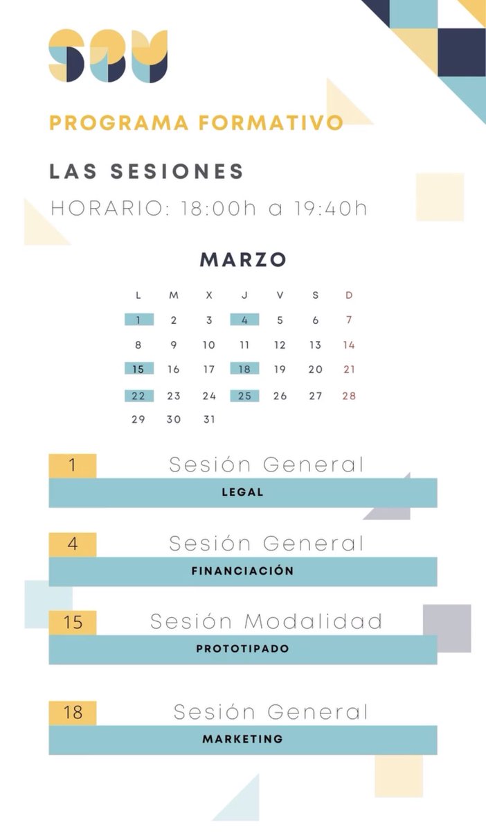 StartComillas's tweet photo. 📆 Como sabemos que a poca gente se le da bien eso de memorizar fechas, os las dejamos por aquí (; 

¡Os esperamos! #StartBuildUp https://t.co/uKKwg6M0rV