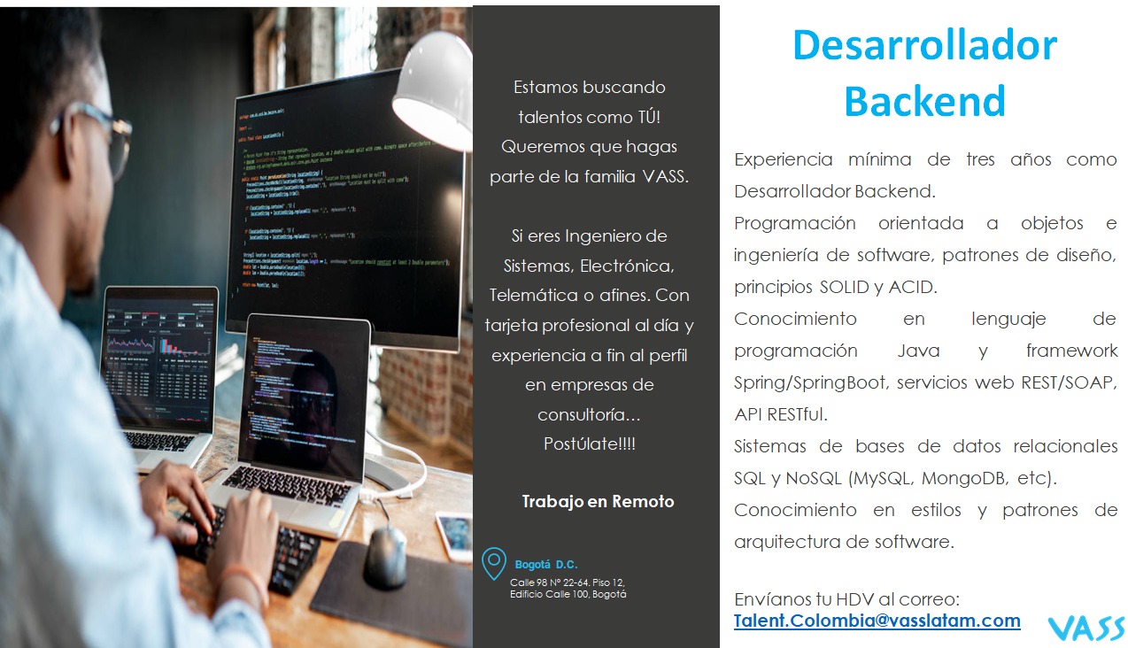 VASS Colombia on Twitter "¡En VASSColombia buscamos el mejor talento! Si cumples con alguno de