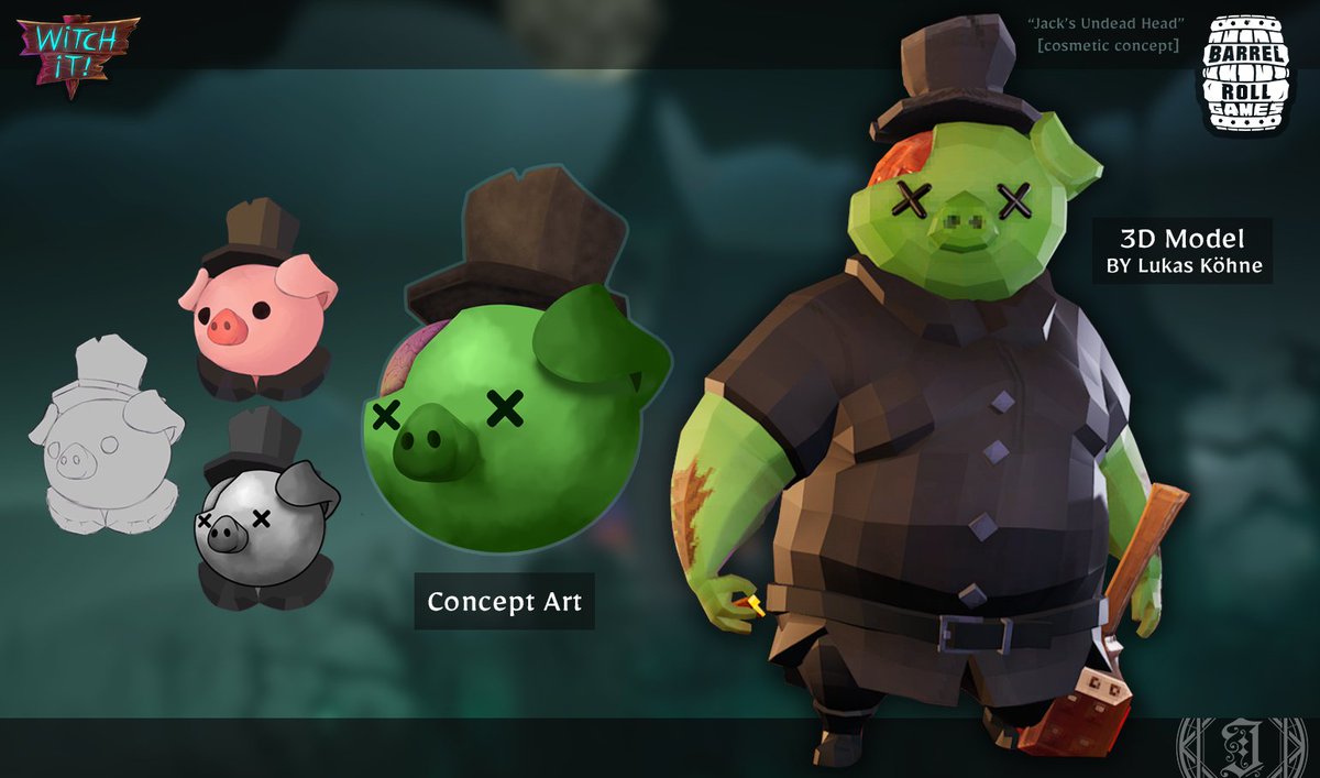 ItsJackLads's tweet photo. I had a recent opportunity to design some cosmetics for @WitchItGame by @BarrelRollDev &amp; I had a lot of fun working on these 2 new cosmetic items which got added into their latest update. 

Hopefully, I'll be able to work on some more in the near future. Thank you BRG! #Witchit https://t.co/2kvDJtUxNa