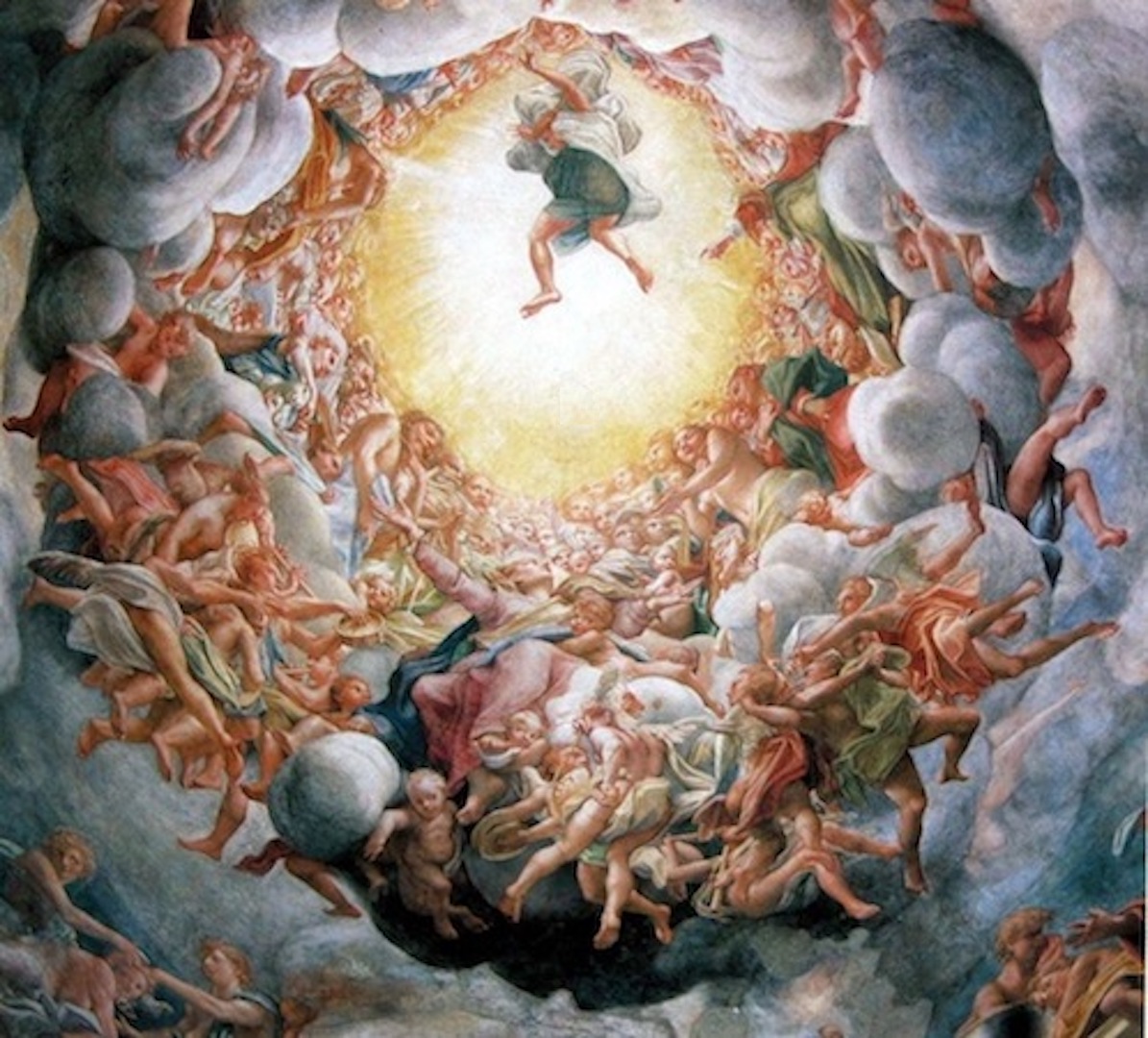 THREAD: Problems depicting HEAVEN # 1: Overpopulation.Renaissance painters attempted to depict the vast number of saved souls in heaven plus the hierarchy of angels. The result: heaven is depicted as overpopulated & cramped. HellishCorreggio - Assumption of the Virgin (1522-30)