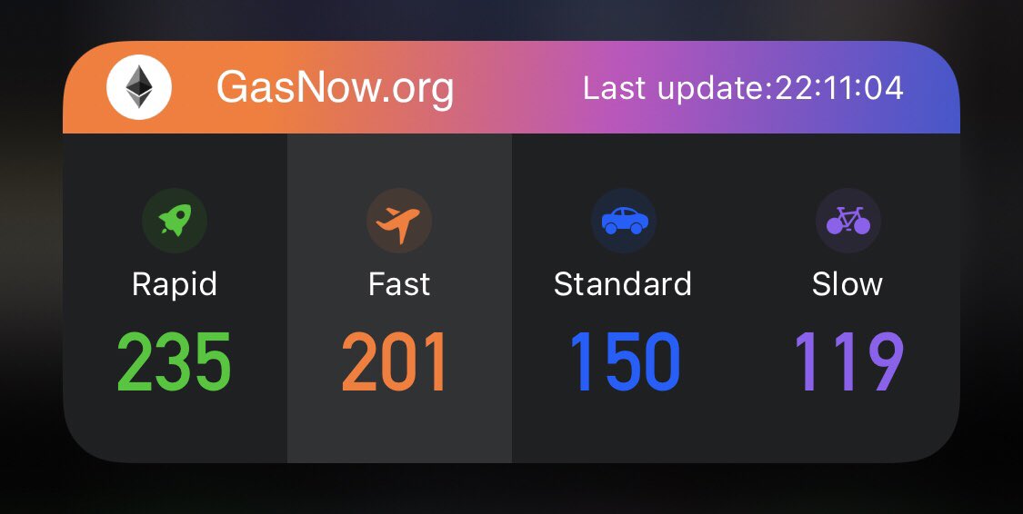 bohus_eth's tweet image. GasNow iOS Widget 🎉

#gasnow #ethereum @sparkpool_eth #sparkpool