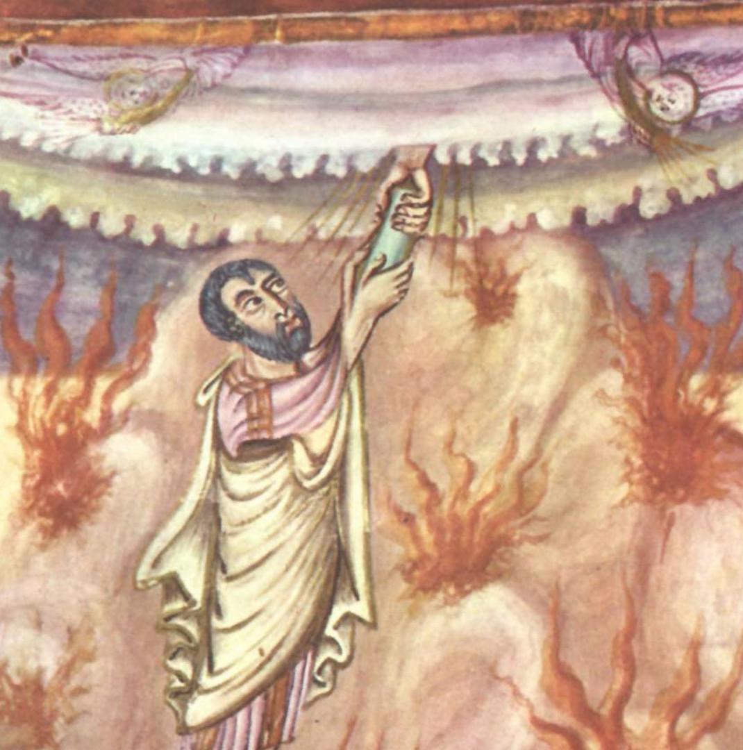 The Hand of God. God, personified in human form in Western Art, did not appear till the 10th century. Prior to that God was represented as a disembodied hand or not at all. The Hand of God as an artistic metaphor was imported from Jewish art. Examples date from the 3rd C.