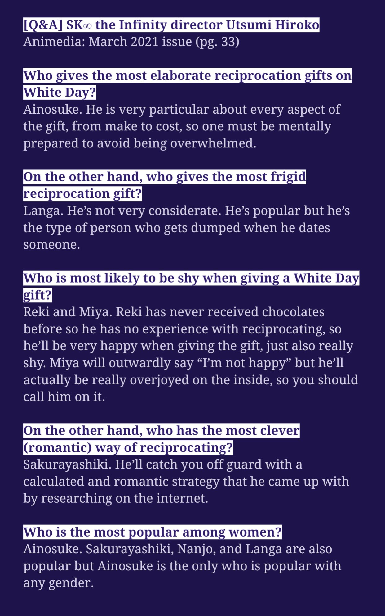 ジヘ 五条の包帯の楽園 Okay English Translation Of Director Utsumi Hiroko S Latest Q A On Sk8 The Infinity Characters And Their Sleeping Habits And Uhhh Sense Of Romance Sk 8 エスケーエイト T Co 6ky3vywi3g ジヘ 五条の包帯の楽園 Okay English Translation Of Director Utsumi Hiroko S Latest Q A On Sk8 The Infinity Characters And Their Sleeping Habits And Uhhh Sense Of Romance Sk 8 エスケーエイト T Co 6ky3vywi3g
