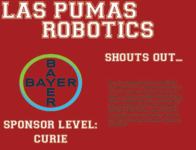 Our first sponsor highlight goes to Bayer! Check out what they do for us and all of #FIRST!