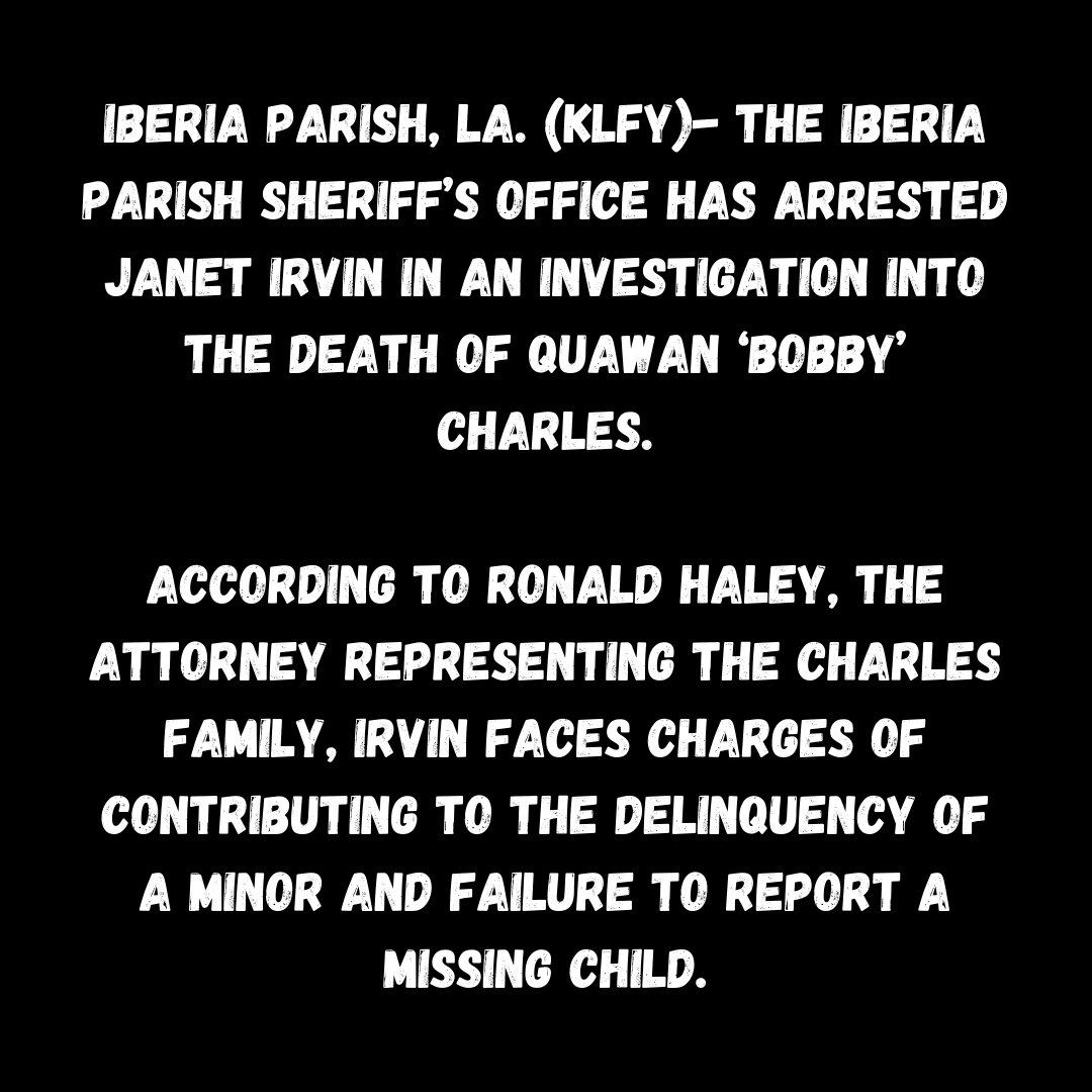 justiceprojectt's tweet photo. ** UPDATE IN THE #QUAWANCHARLES CASE**

JANET IRVIN HAS BEEN ARRESTED

✊🏿✊🏽✊🏼✊🏻

#JusticeforQuawan #JusticeforQuawanCharles #BreakingNews #BLM #BlackLivesMatter #NoJusticeNoPeace https://t.co/8dOGfjTobY