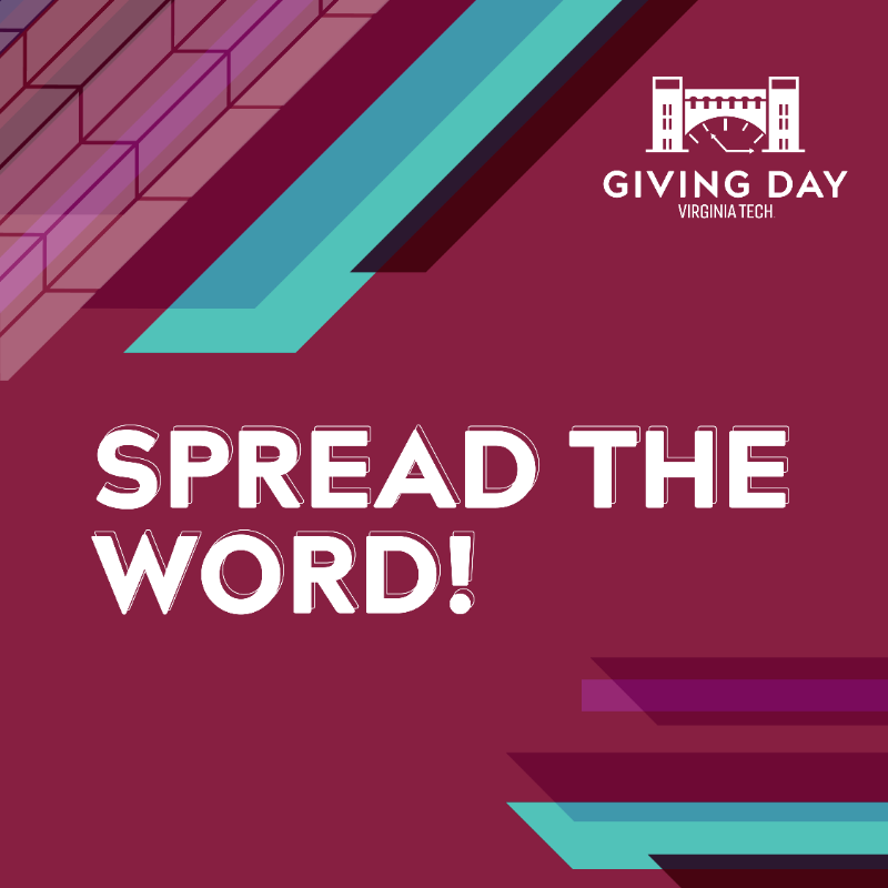 virginia_tech's tweet photo. Help make #VTGivingDay a success by spreading the word as an Ambassador.