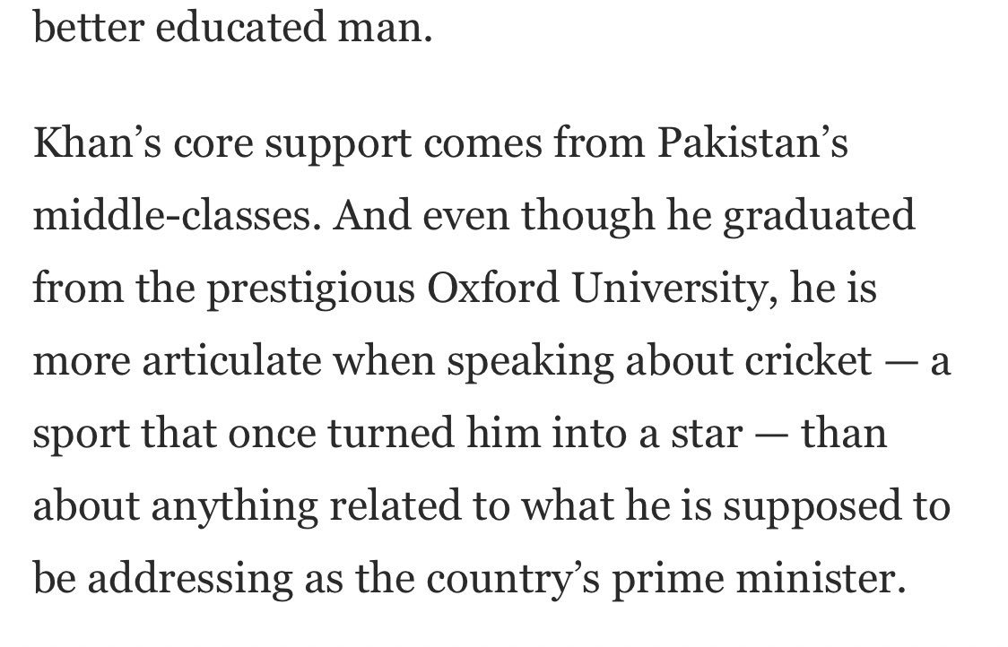 He says Imran is more articulate when speaking about Cricket than about things related to the country he is “supposed to be governing”Well, this proves my point that he is still stuck in the 70s when Imran talked about cricket only. How does one argue with such absurdities!!