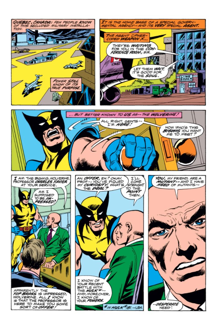 Legend has it that Gil Kane drew Wolverine's mask wrong on the cover to Giant Size & Cockrum liked that version better & stuck with it for his version. (page is Wolverine's recruitment scene from Giant-Size).