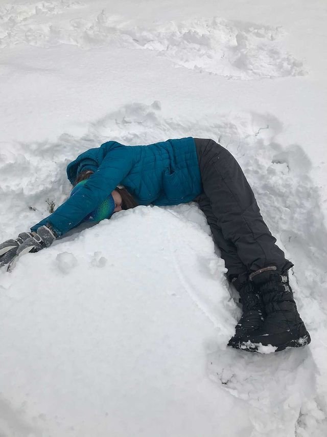 A student just sent me a "snow angle" picture. 😂😂 She's awesome.