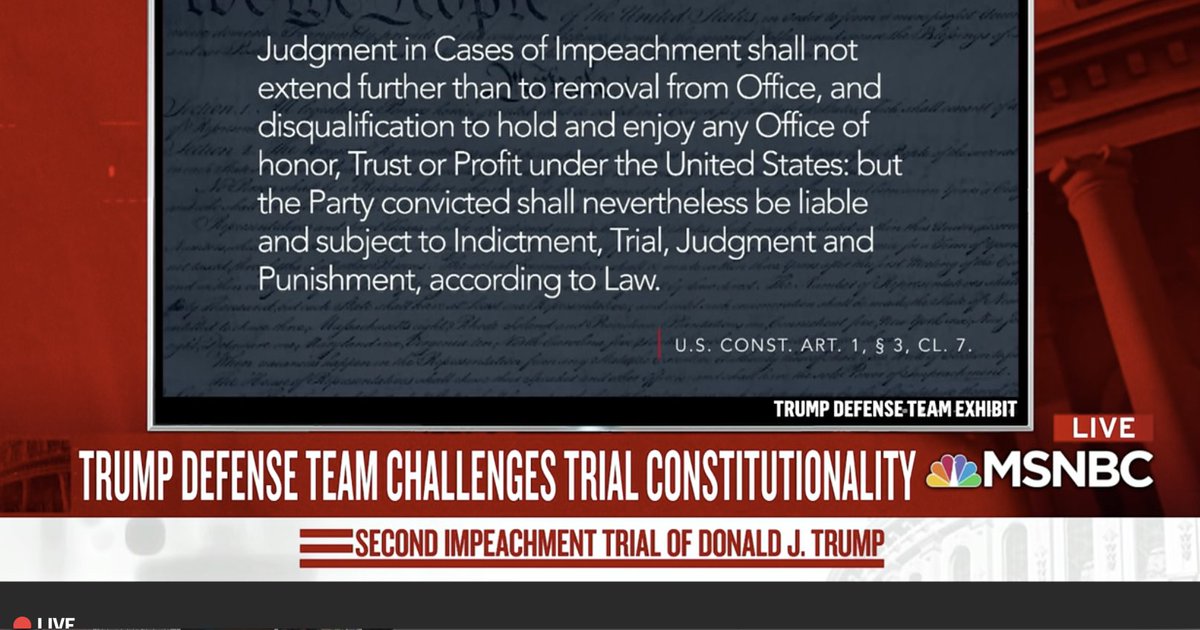 Okay. Some text. But it does not help him. Criminal legal accountability DOES NOT erase the disqualification from office that can come as a remedy from impeachment. Othewise, smarty pants, why is it in the same paragraph.124/