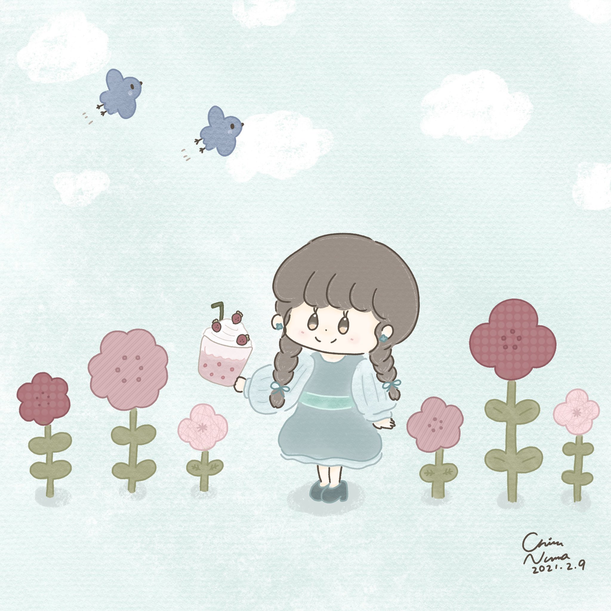 ぬまさわちはる イラストレーター いちごフラペチーノ イラストレーター Illustrator イラスト 可愛いイラスト Illustrations Illustration イラスト ゆるかわ ふんわりイラスト かわいいイラスト 洋服の日 ファッション いちごフラペチーノ