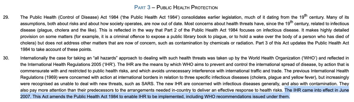 ... Part 2A of the 1984 Act was brought in by the Health and Social Care Act 2008 which was expressly (see the Explanatory Notes) intended to implement the UK's obligations under... The International Health Regulations 2005 https://www.legislation.gov.uk/ukpga/2008/14/notes/contents/5