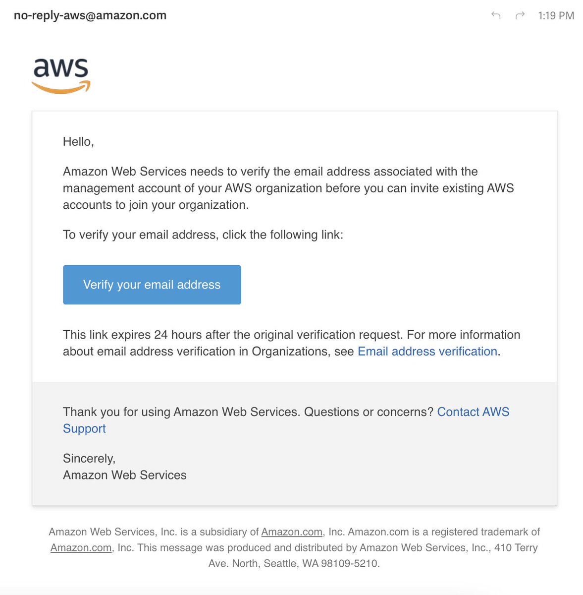 While I was marketing,  @awscloud was emailing. Unclear if this is a phishing attempt, from AWS, or a phishing attempt from AWS.