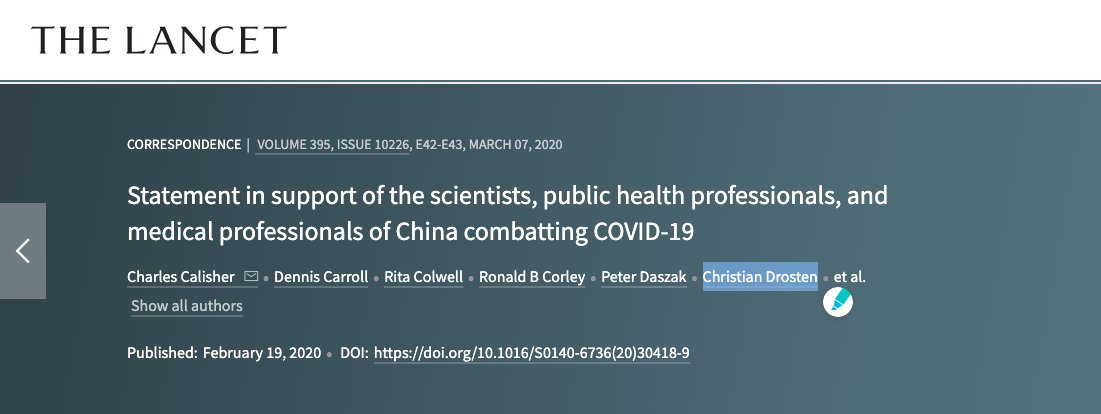 Supplementary material, predecessor-propaganda. Who is involved again? You guessed right,  @c_drosten  https://www.thelancet.com/journals/lancet/article/PIIS0140-6736(20)30418-9/fulltext