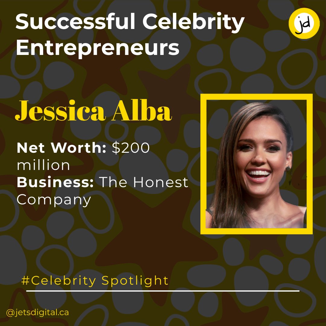 Entrepreneurship Spotlight: 

Successful Celebrity Entrepreneurs - Jessica Alba

#entrepreneurs #thehonestcompany #entrepreneurshipSpotlight