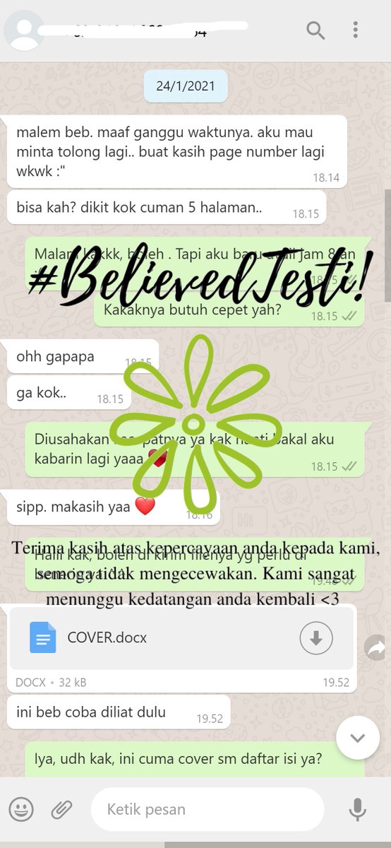 believedstore's tweet photo. #BelievedTesti 

Jasa #BelievedJokiTugas merapihkan dokumen (Thesis).

Minggu, 24 Januari 2021. https://t.co/pStBBB8wce