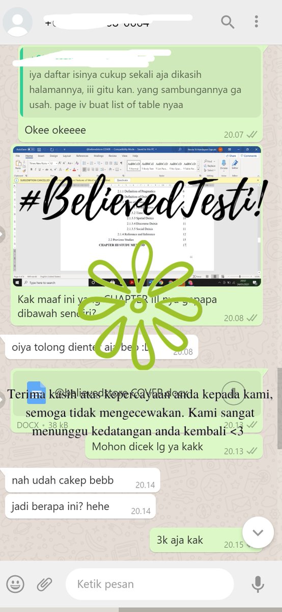 believedstore's tweet photo. #BelievedTesti 

Jasa #BelievedJokiTugas merapihkan dokumen (Thesis).

Minggu, 24 Januari 2021. https://t.co/pStBBB8wce