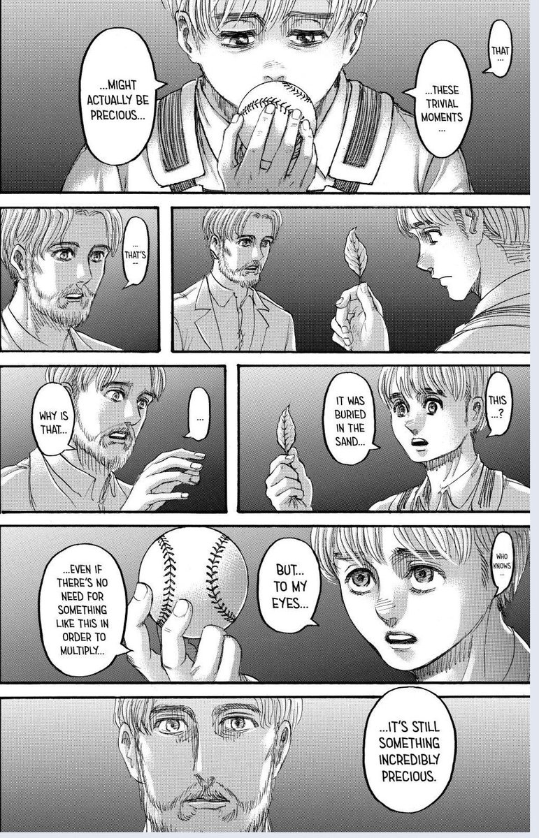 In 137 we see the positive impact Armin’s hope has on ppl. Zeke being at his most nihilistic was able to be reminded of the joys of his life again through his convo with Armin. As a result he was able to die satisfied.