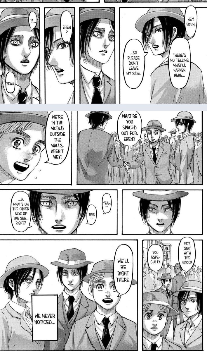 To enjoy the present because he is stuck to the future. It’s perfectly shown through the powers of the Attack Titan. Eren is not free because he is enslaved by his future.