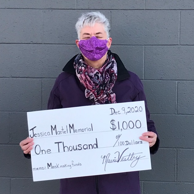 THANK YOU to the incredible Mavis Vestby, who donated $1000 to #JessiesHouse from making COVID-19 masks 😷 Our hearts are full with #gratitude for all the support we receive from the community 💜