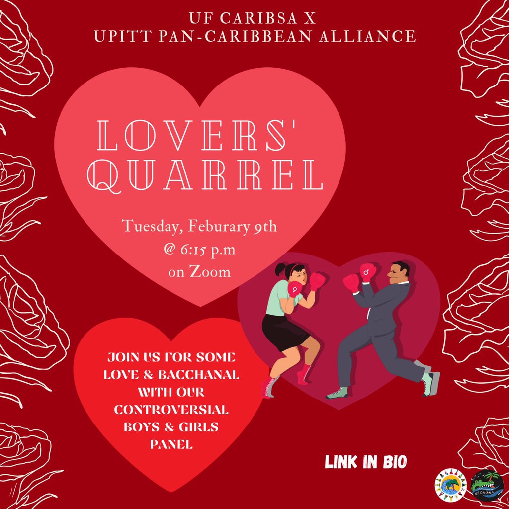 UFCaribsa_'s tweet photo. Love is in the air 🥰 Come to our special Valentine’s Day GBM ft. University of Pittsburg Pan-Caribbean Alliance happening Tuesday, February 9th at 6:15pm! We will have activities, music, and lots of love to share! Meet a friend on Zoom and dress in red and white - not blue ❤️🤍 https://t.co/BwUQKGOzsX
