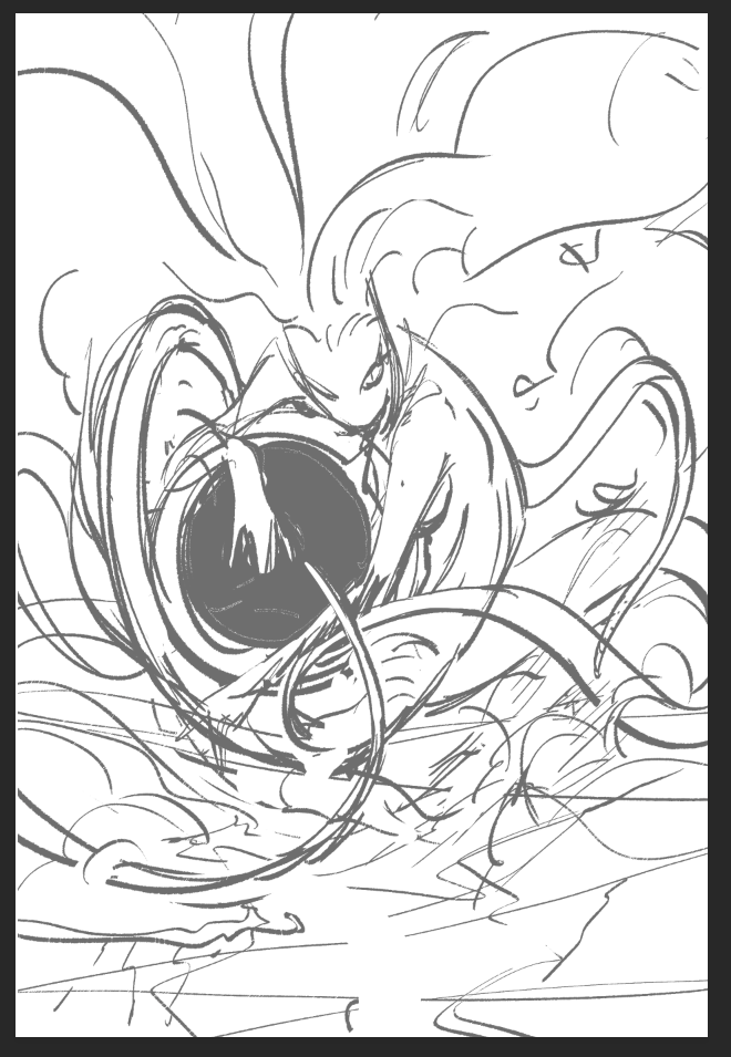 this is from the scorned zine and i remember getting stuck on a few iterations of the sketch then ended up drawing the final in one go and putting flats in it..
sometimes.. no process just do...
