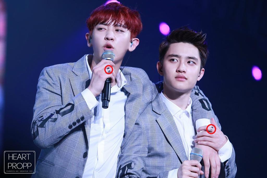 CHAPTER FOUR: 2014 - SOUNDWAVE RINGFans begin to notice that they are wearing a 'couple ring'. Kyungsoo finally revealed that it was Chanyeol who gave it to him. What's special about this ring is that what's engraved within it are their actual voices saying something.