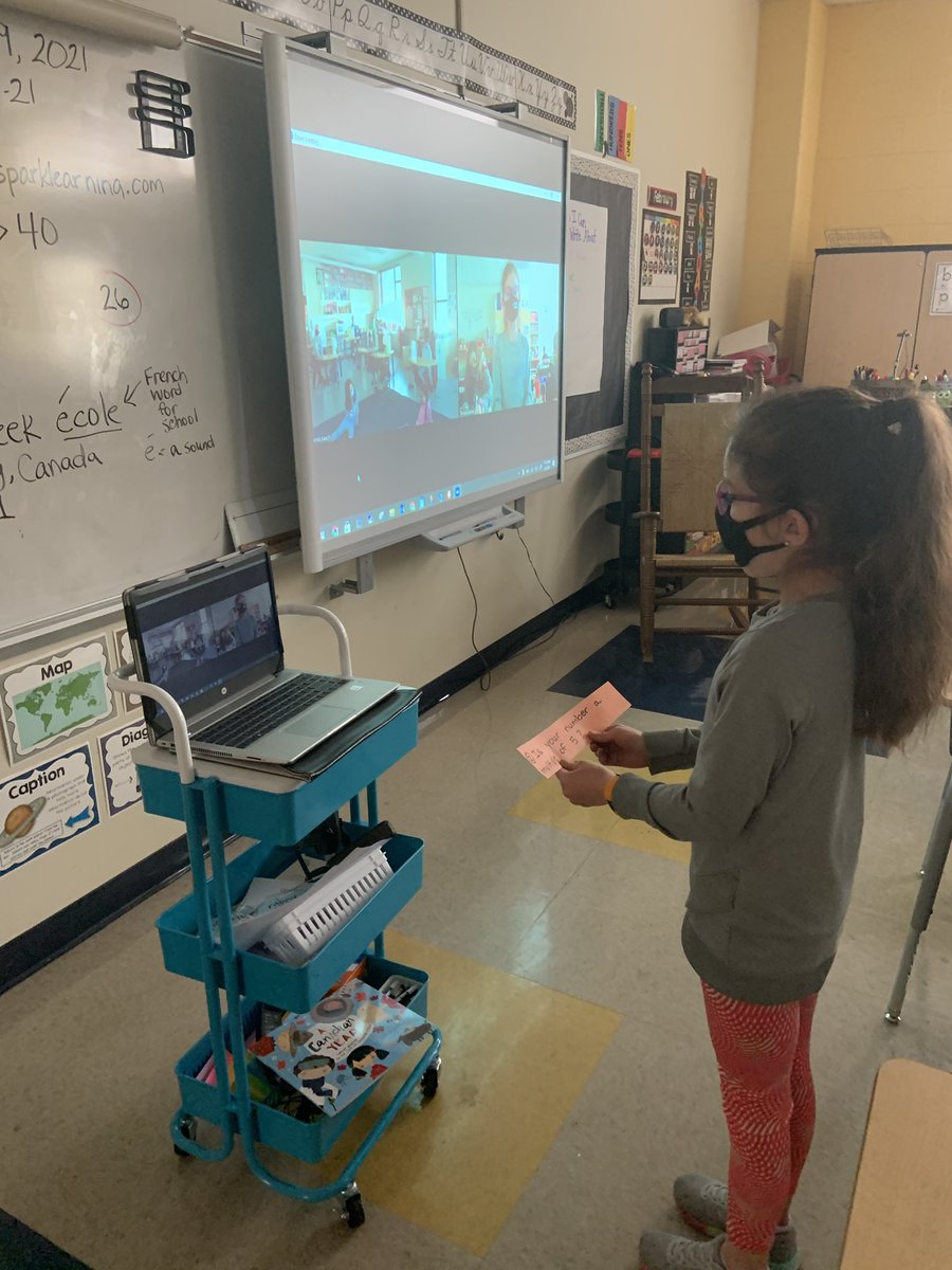 ITRTtinytech's tweet image. Grade 3 students made a Kindness Connection with a Grade 1 class in Winnipeg, Canada! They used Zoom to engage their critical thinking skills playing the math game SPLAT and discovered it is much colder there: -26 degrees C! Their students even counted to 10 for us in French!