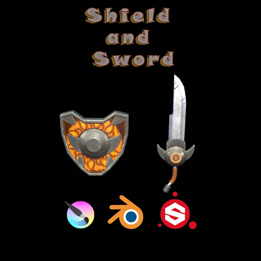 EgideonGameDev's tweet photo. Shield and Sword 

#Blender3d #b3d #stylized #krita #SubstancePainter https://t.co/Y7gkidf8RJ