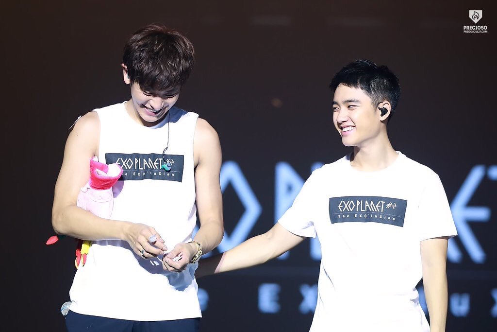 During EXplOration, the first tour Kyungsoo was absent, Chanyeol mentions that the member who was always beside him was no longer around and that he misses him