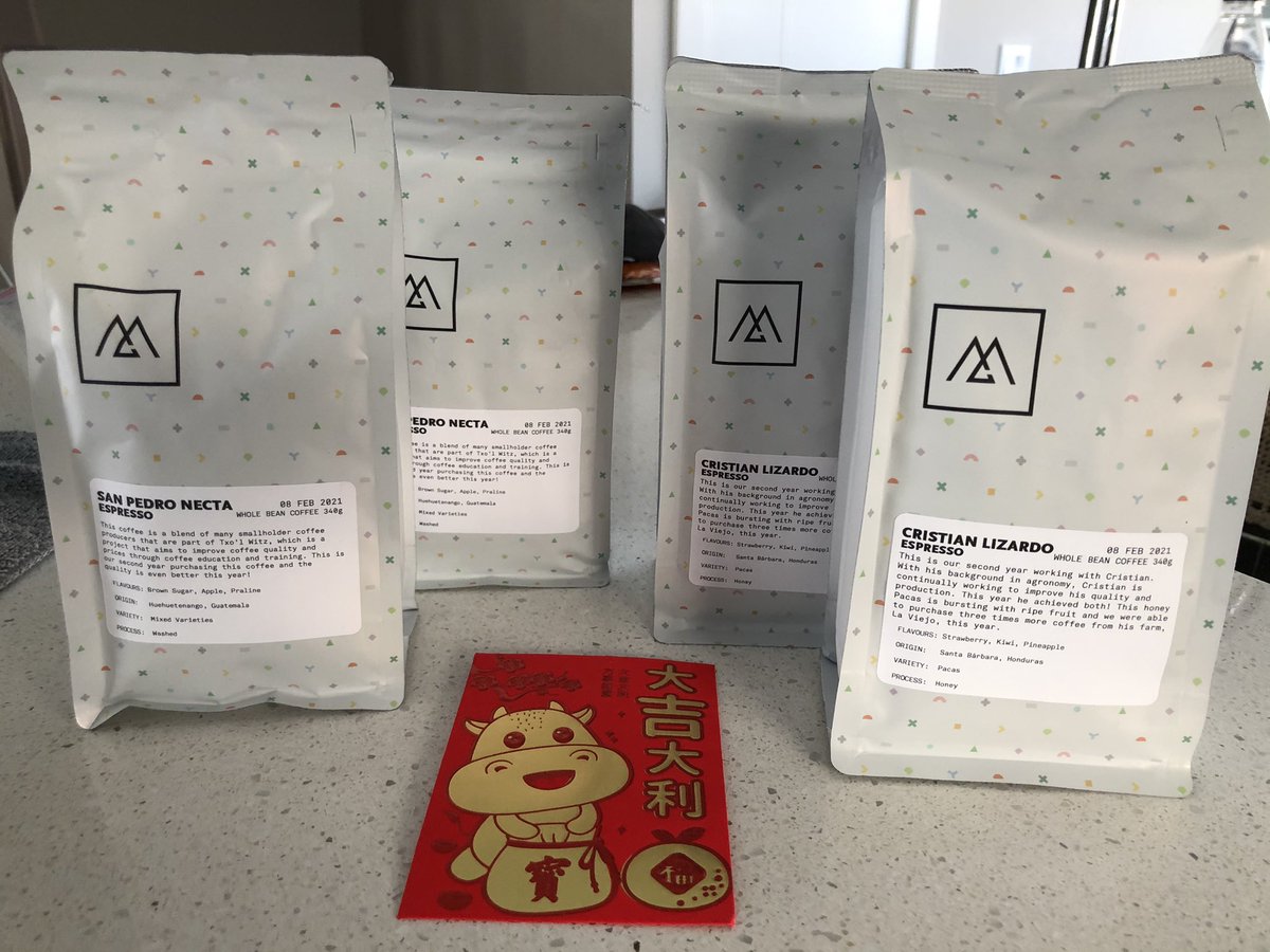 Thanks <a href="/monogramco/">Monogram Coffee</a> for the next day delivery of these coffee beans. Also loved receiving the red envelope as part of your Lunar New Year celebration. #ShopLocal #SupportLocalYYC