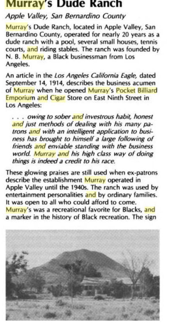 LA TO IE HISTORY THREAD: Did you know that a South Central power couple “Nolie & Lela Murray” made a historic shift to the IE when a church member offered Lela 40 acres of land in Apple Valley? Where they established the WORLD FIRST & ONLY BLACK OWNED DUDE RANCH IN VICTORVILLE!